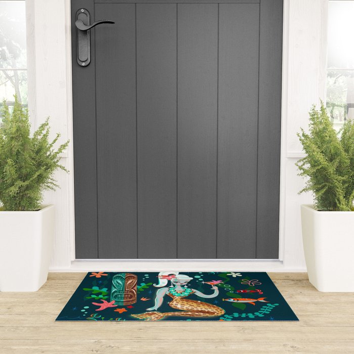 Blonde Leopard Martini Mermaid Welcome Mat Gallery Image 3