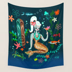 Blonde Leopard Martini Mermaid Wall Tapestry Gallery Image 4