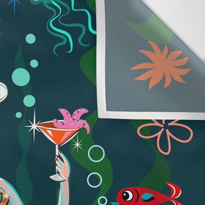 Blonde Leopard Martini Mermaid Wall Tapestry Gallery Image 3