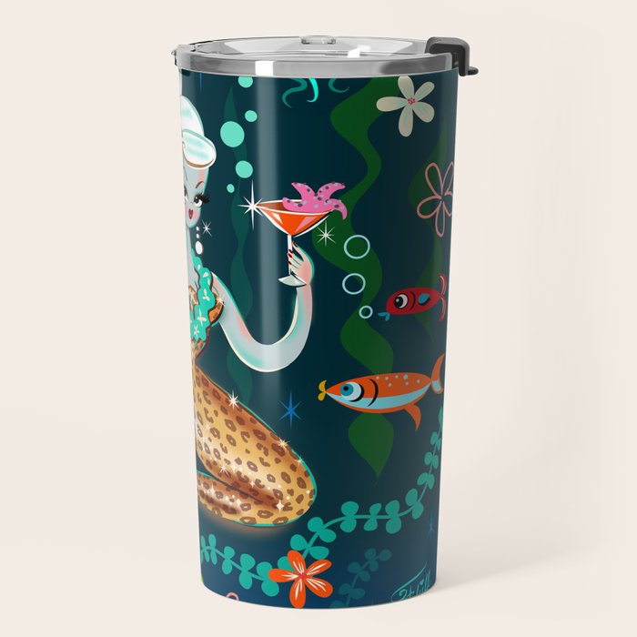 Blonde Leopard Martini Mermaid Travel Mug Gallery Image 2