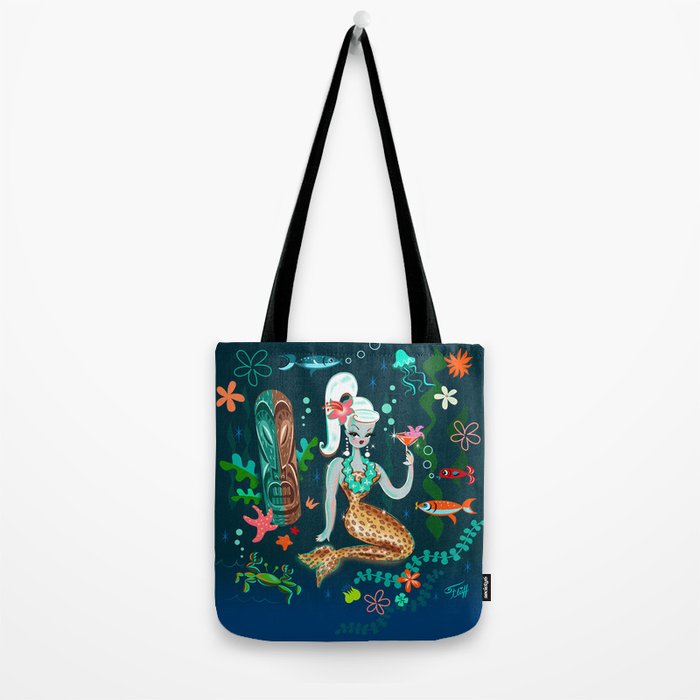 Blonde Leopard Martini Mermaid Tote Bag Gallery Image 2
