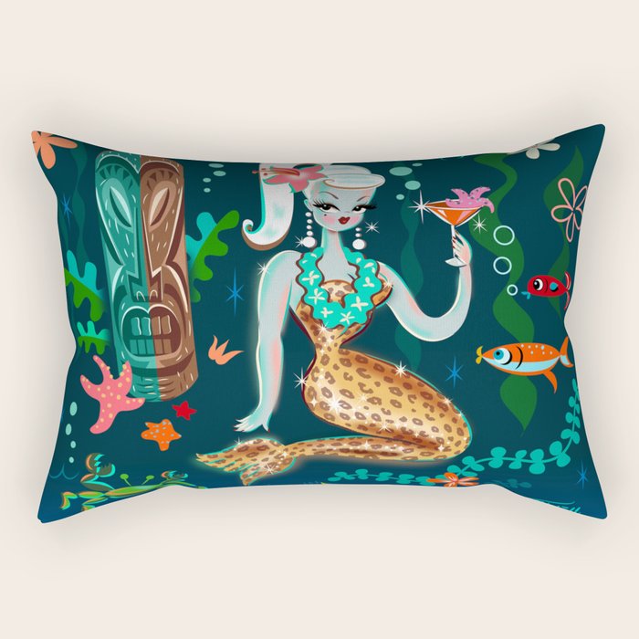Blonde Leopard Martini Mermaid Rectangular Pillow Gallery Image 2