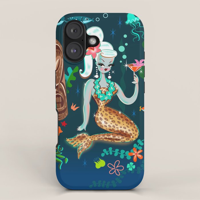 Blonde Leopard Martini Mermaid iPhone Case Gallery Image 1