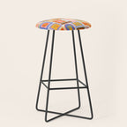 Vintage tropical summer patchwork tapestry pattern Stool Gallery Image 1