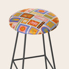 Vintage tropical summer patchwork tapestry pattern Stool Gallery Image 2