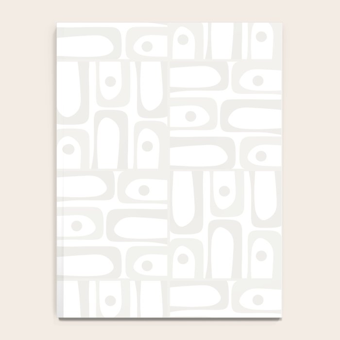 Mid Century Modern Minimalist Piquet Abstract Multi Geometric Pattern in White Tones Notebook Gallery Image 4
