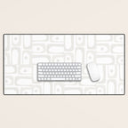 Mid Century Modern Minimalist Piquet Abstract Multi Geometric Pattern in White Tones Desk Mat Gallery Image 1