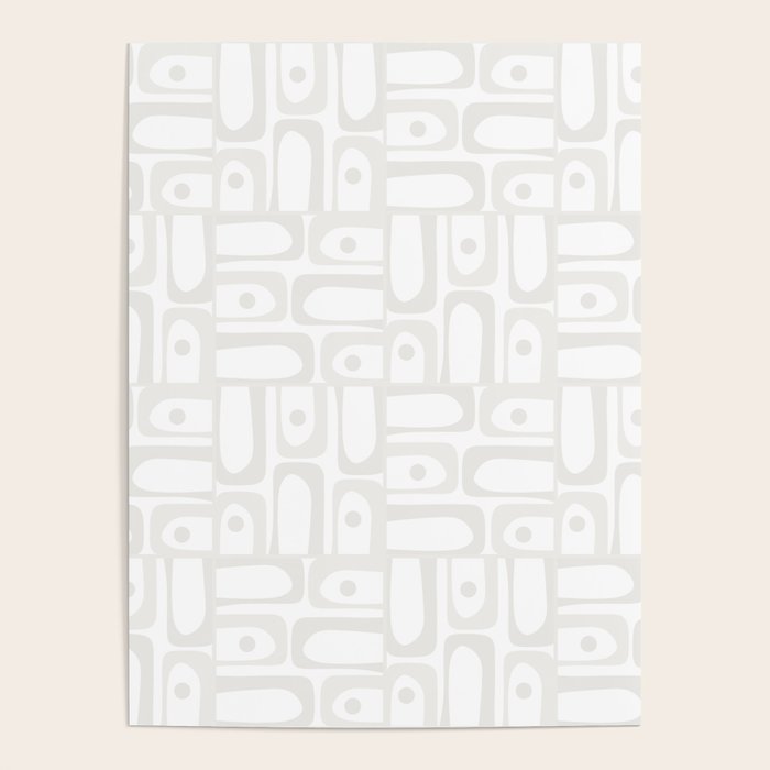 Mid Century Modern Minimalist Piquet Abstract Multi Geometric Pattern in White Tones Poster Gallery Image 4