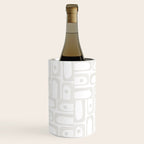 Mid Century Modern Minimalist Piquet Abstract Multi Geometric Pattern in White Tones Wine Chiller Gallery Image 3