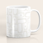 Mid Century Modern Minimalist Piquet Abstract Multi Geometric Pattern in White Tones Coffee Mug Gallery Image 1