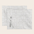 Mid Century Modern Minimalist Piquet Abstract Multi Geometric Pattern in White Tones Placemat Gallery Image 1