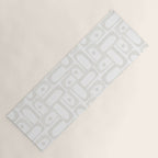 Mid Century Modern Minimalist Piquet Abstract Multi Geometric Pattern in White Tones Yoga Mat Gallery Image 1