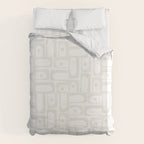 Mid Century Modern Minimalist Piquet Abstract Multi Geometric Pattern in White Tones Duvet Cover Gallery Image 6