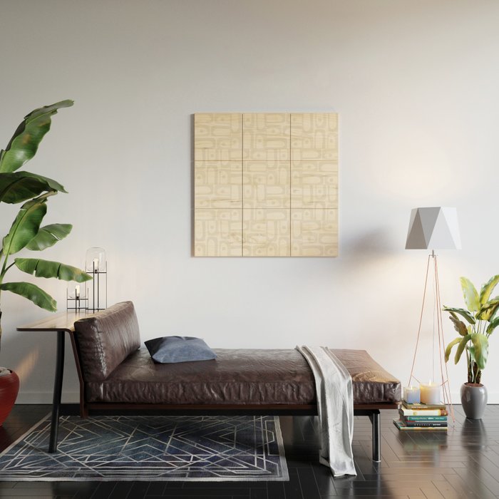 Mid Century Modern Minimalist Piquet Abstract Multi Geometric Pattern in White Tones Wood Wall Art Gallery Image 2