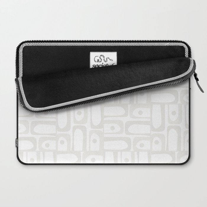 Mid Century Modern Minimalist Piquet Abstract Multi Geometric Pattern in White Tones Laptop Sleeve Gallery Image 2