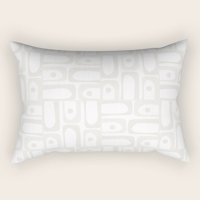 Mid Century Modern Minimalist Piquet Abstract Multi Geometric Pattern in White Tones Rectangular Pillow Gallery Image 1