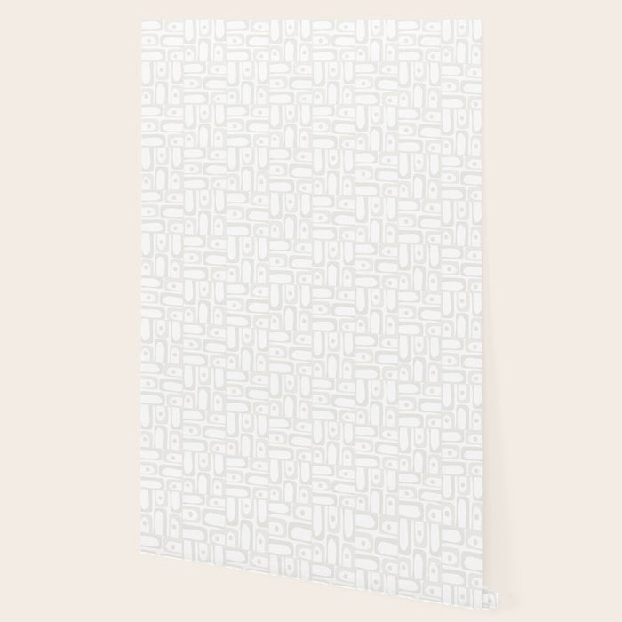 Mid Century Modern Minimalist Piquet Abstract Multi Geometric Pattern in White Tones Wallpaper Gallery Image 2