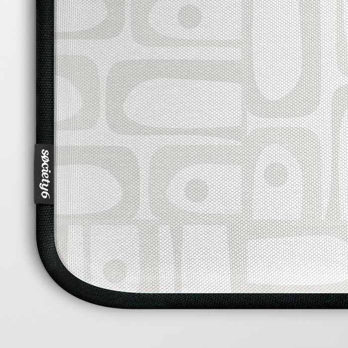 Mid Century Modern Minimalist Piquet Abstract Multi Geometric Pattern in White Tones Laptop Sleeve Gallery Image 3