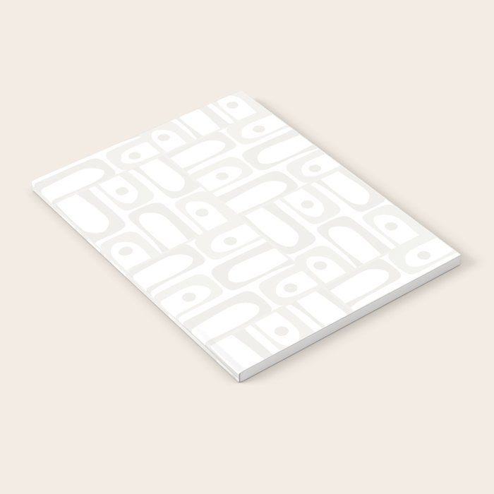 Mid Century Modern Minimalist Piquet Abstract Multi Geometric Pattern in White Tones Notebook Gallery Image 1