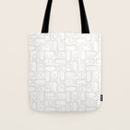 Mid Century Modern Minimalist Piquet Abstract Multi Geometric Pattern in White Tones Tote Bag Gallery Image 1