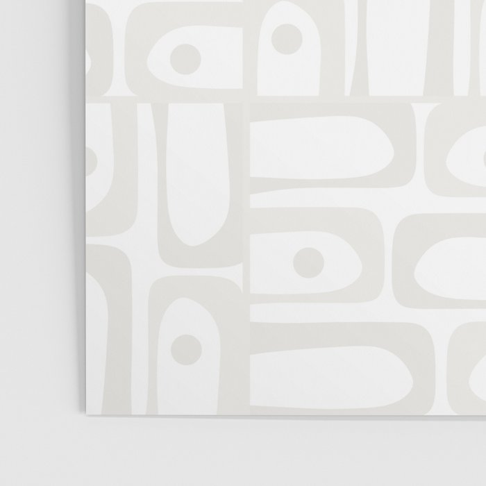 Mid Century Modern Minimalist Piquet Abstract Multi Geometric Pattern in White Tones Poster Gallery Image 3