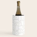 Mid Century Modern Minimalist Piquet Abstract Multi Geometric Pattern in White Tones Wine Chiller Gallery Image 1