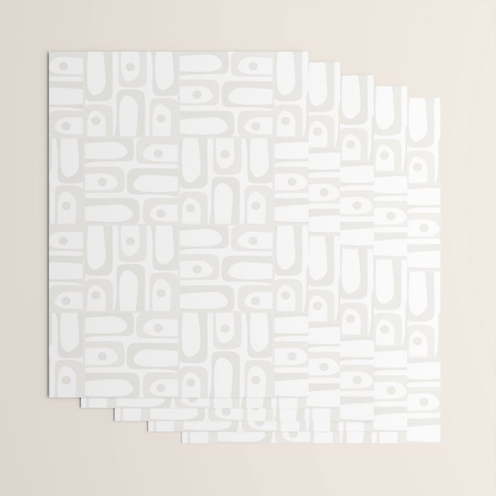 Mid Century Modern Minimalist Piquet Abstract Multi Geometric Pattern in White Tones Wrapping Paper Gallery Image 3
