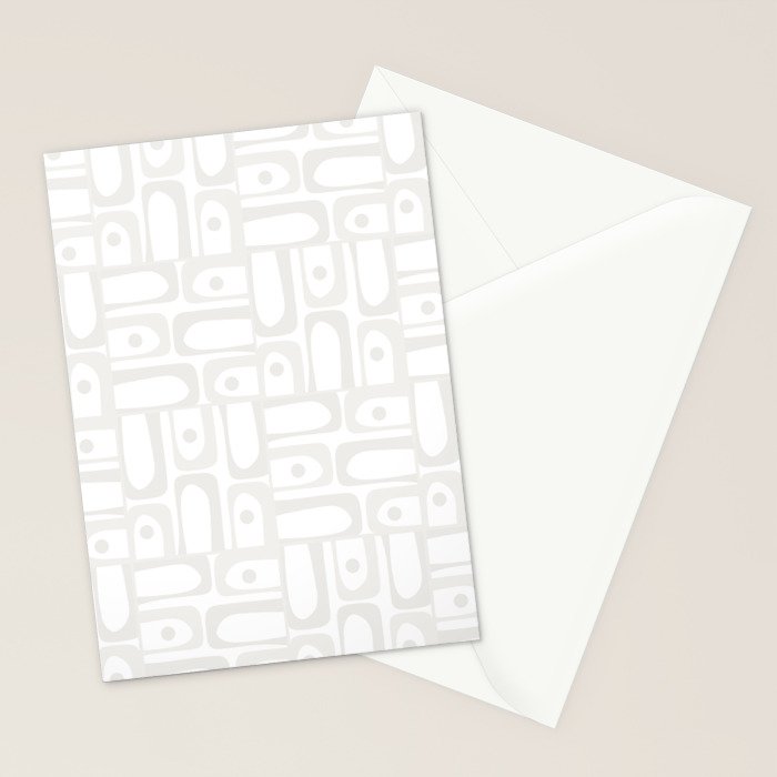 Mid Century Modern Minimalist Piquet Abstract Multi Geometric Pattern in White Tones Stationery Card Gallery Image 2