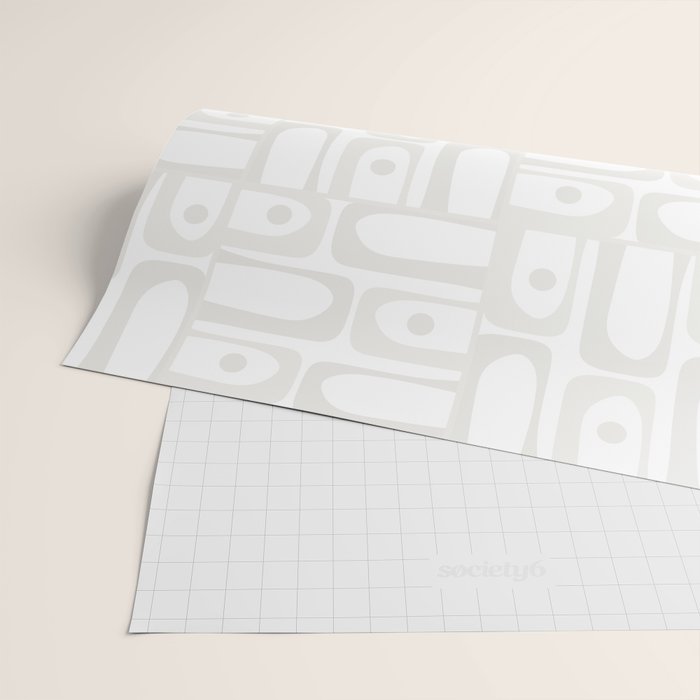 Mid Century Modern Minimalist Piquet Abstract Multi Geometric Pattern in White Tones Wrapping Paper Gallery Image 2