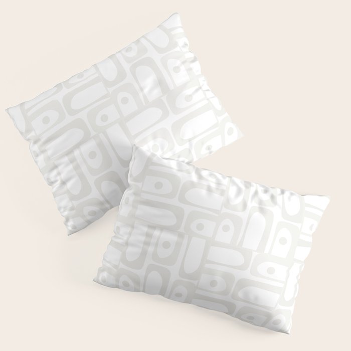 Mid Century Modern Minimalist Piquet Abstract Multi Geometric Pattern in White Tones Pillow Sham Gallery Image 3