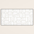 Mid Century Modern Minimalist Piquet Abstract Multi Geometric Pattern in White Tones Desk Mat Gallery Image 3