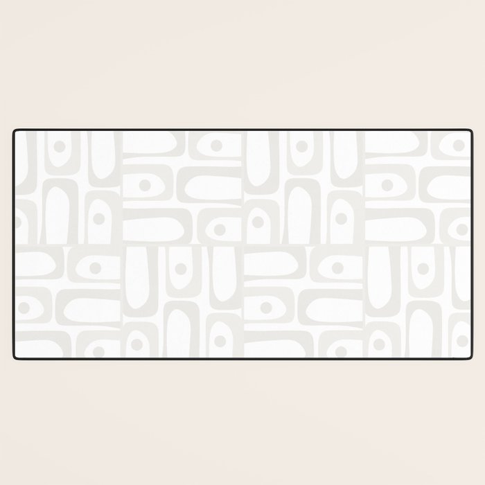 Mid Century Modern Minimalist Piquet Abstract Multi Geometric Pattern in White Tones Desk Mat Gallery Image 3