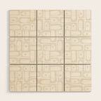 Mid Century Modern Minimalist Piquet Abstract Multi Geometric Pattern in White Tones Wood Wall Art Gallery Image 1