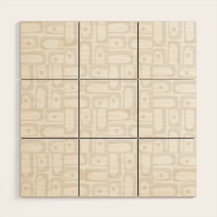 Mid Century Modern Minimalist Piquet Abstract Multi Geometric Pattern in White Tones Wood Wall Art Gallery Image 1