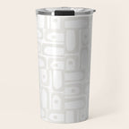 Mid Century Modern Minimalist Piquet Abstract Multi Geometric Pattern in White Tones Travel Mug Gallery Image 1