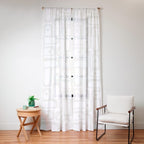 Mid Century Modern Minimalist Piquet Abstract Multi Geometric Pattern in White Tones Window Curtain Gallery Image 12