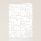Mid Century Modern Minimalist Piquet Abstract Multi Geometric Pattern in White Tones Stationery Card Gallery Image 2
