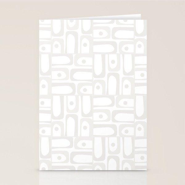 Mid Century Modern Minimalist Piquet Abstract Multi Geometric Pattern in White Tones Stationery Card Gallery Image 2