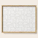 Mid Century Modern Minimalist Piquet Abstract Multi Geometric Pattern in White Tones Serving Tray Gallery Image 1