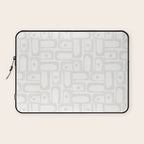 Mid Century Modern Minimalist Piquet Abstract Multi Geometric Pattern in White Tones Laptop Sleeve Gallery Image 1