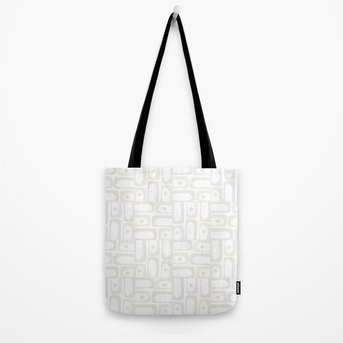 Mid Century Modern Minimalist Piquet Abstract Multi Geometric Pattern in White Tones Tote Bag Gallery Image 2