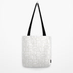 Mid Century Modern Minimalist Piquet Abstract Multi Geometric Pattern in White Tones Tote Bag Gallery Image 2