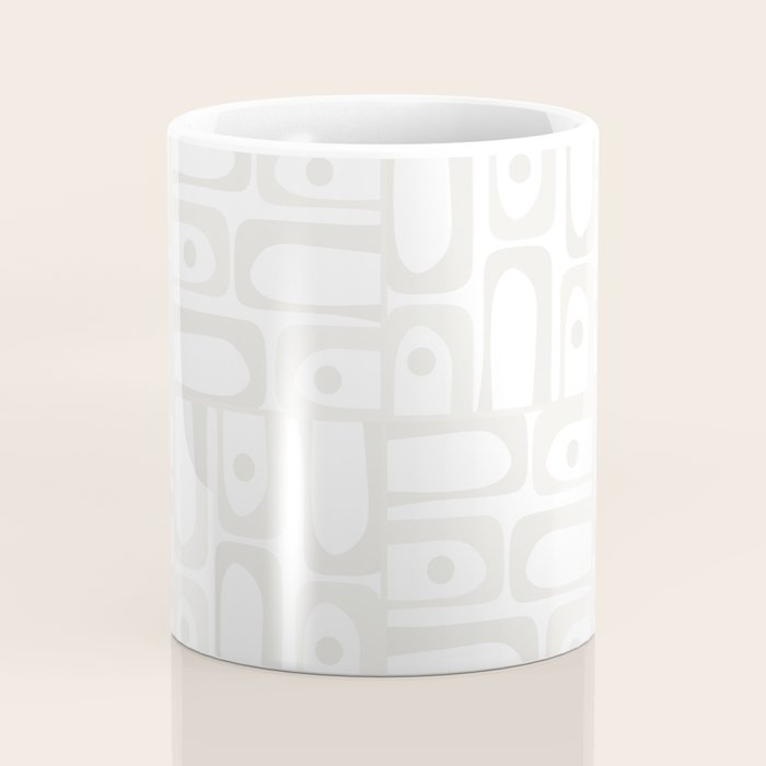 Mid Century Modern Minimalist Piquet Abstract Multi Geometric Pattern in White Tones Coffee Mug Gallery Image 4
