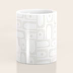 Mid Century Modern Minimalist Piquet Abstract Multi Geometric Pattern in White Tones Coffee Mug Gallery Image 4