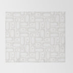 Mid Century Modern Minimalist Piquet Abstract Multi Geometric Pattern in White Tones Throw Blanket Gallery Image 2