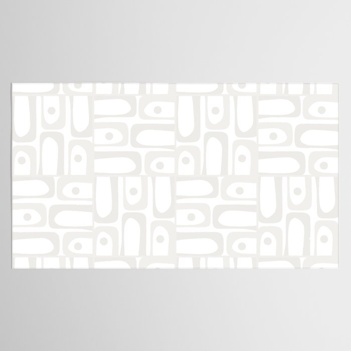 Mid Century Modern Minimalist Piquet Abstract Multi Geometric Pattern in White Tones Tablecloth Gallery Image 2