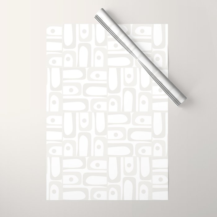 Mid Century Modern Minimalist Piquet Abstract Multi Geometric Pattern in White Tones Wrapping Paper Gallery Image 1