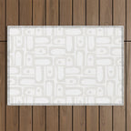 Mid Century Modern Minimalist Piquet Abstract Multi Geometric Pattern in White Tones Outdoor Rug Gallery Image 1