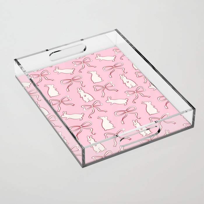 Ribbon Bows and Bunnies in Red, Pink and White Acrylic Tray Gallery Image 1