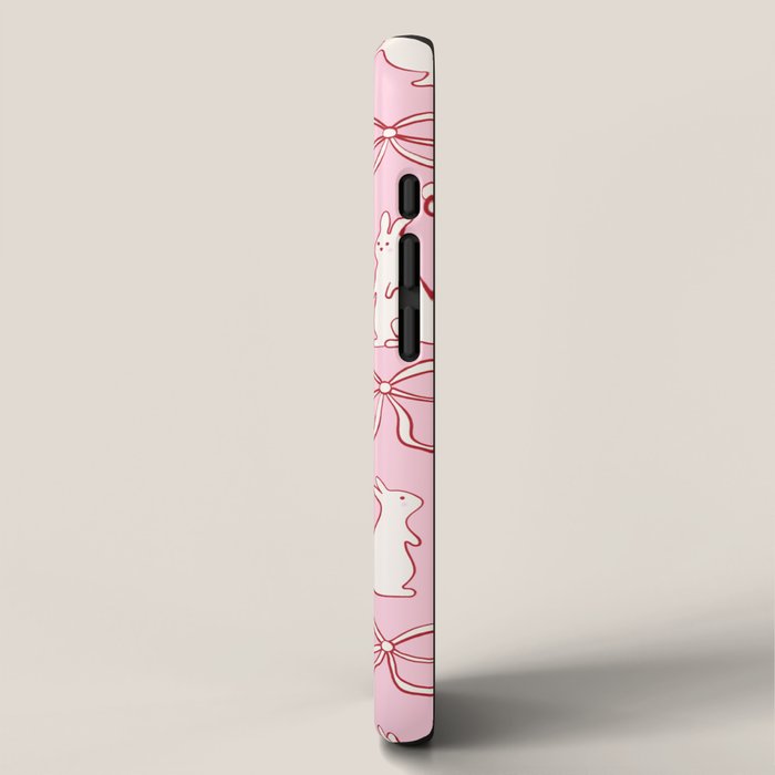 Ribbon Bows and Bunnies in Red, Pink and White iPhone Case Gallery Image 2